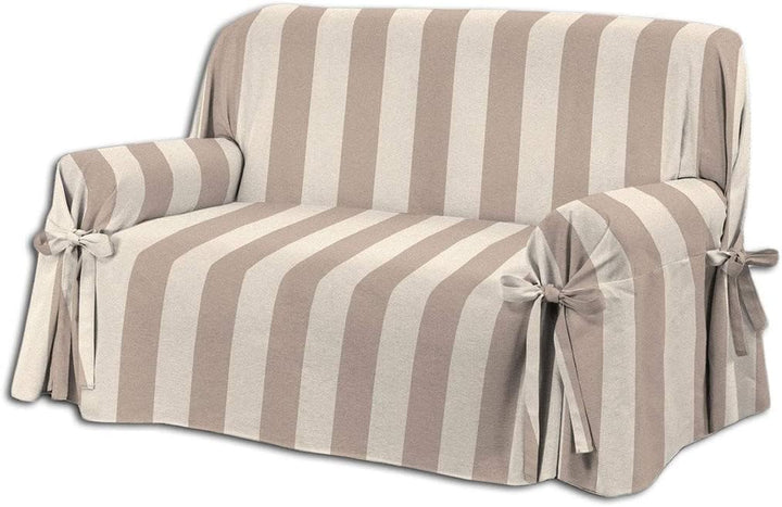 HomeLife - Sofabezug für 2-Sitzer, Baumwolle mit Bindebändern, 2-Sitzer-Sofaüberwurf mit Armlehnen,