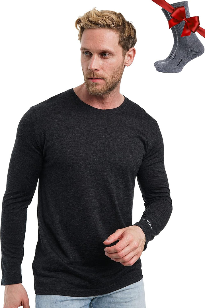 100% Merino Unterwäsche Herren - Merino Langarmshirt Herren Atmungsaktiv Und Feuchtigkeitsableitend