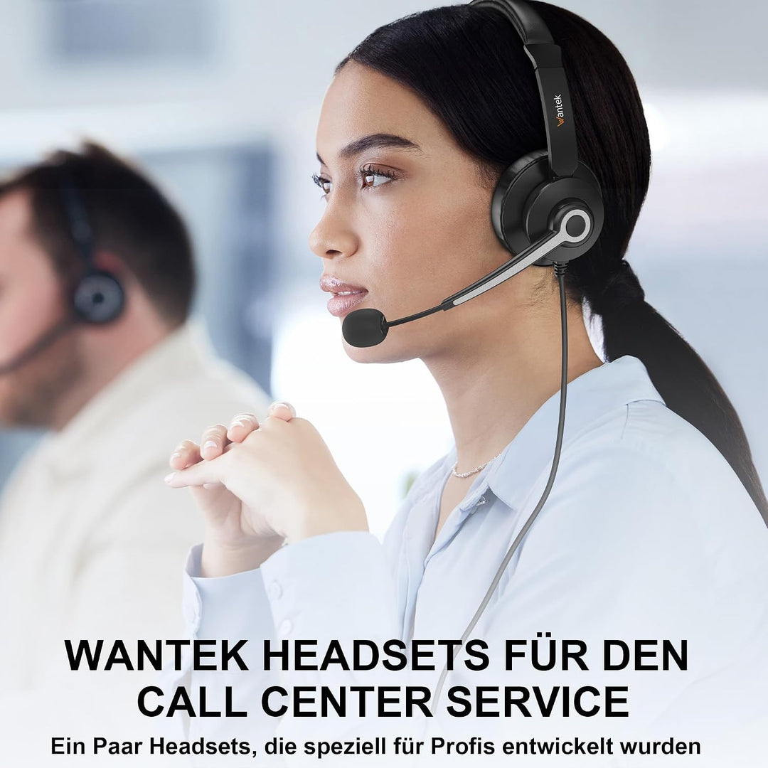 Wantek Headsets mit Noise Cancelling Mikrofon,USB/Type-c/3.5mm Jack 3-in-1 PC Headset,EIN-Ohr Headse