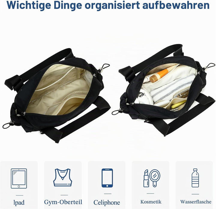 LEDAOU Mini Sporttasche für Damen, Kleiner gepolsterter Turnbeutel mit Nassfach und Münztasche, Leic