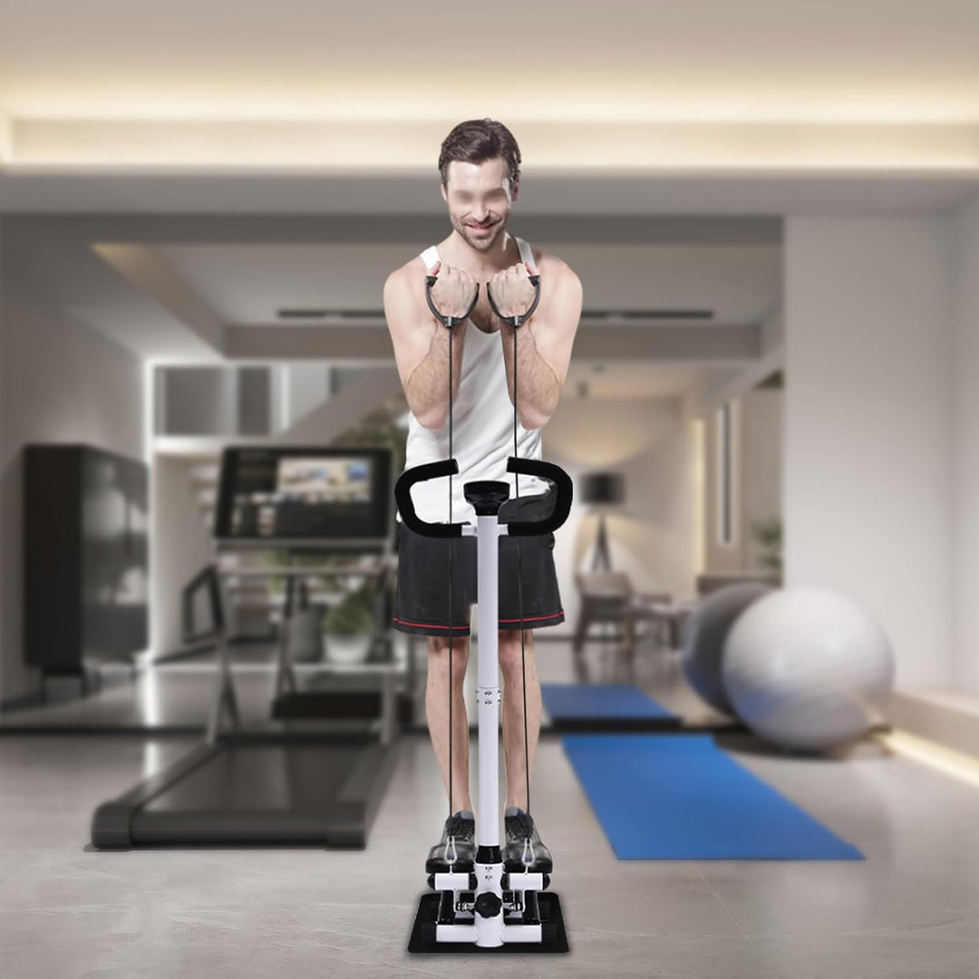 Stepper für zuhause 150kg, Mini Up-Down Swing Stepper mit Power Ropes, Höhenverstellbar Fitness Step