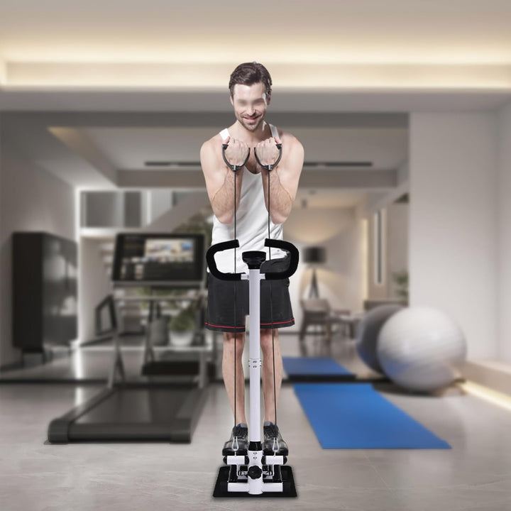 Stepper für zuhause 150kg, Mini Up-Down Swing Stepper mit Power Ropes, Höhenverstellbar Fitness Step