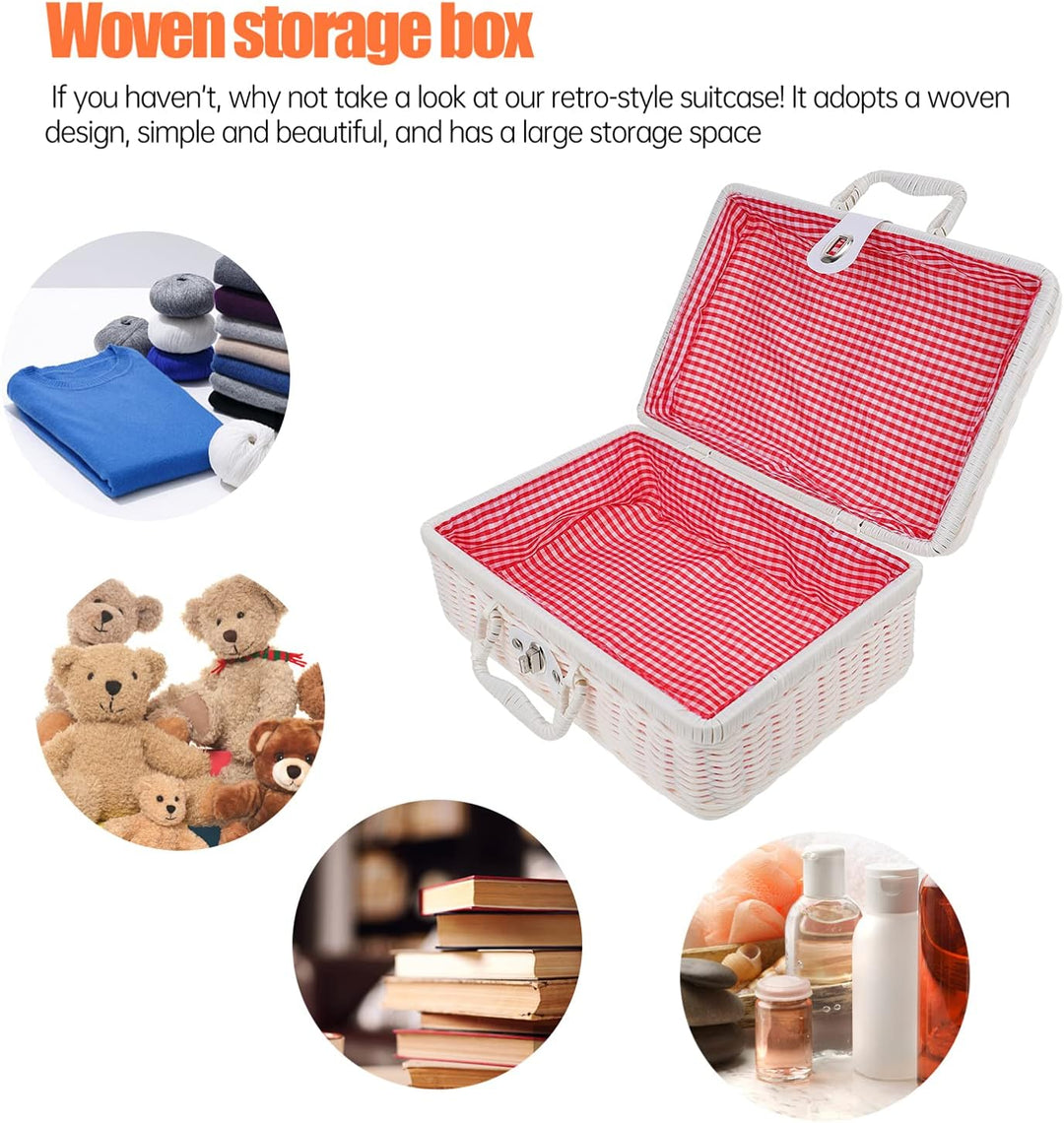 Tomaibaby Rattan Wicker Koffer Wicker Picknick Korb Stroh Lagerung Box mit Griffe Rattan Lagerung Bo