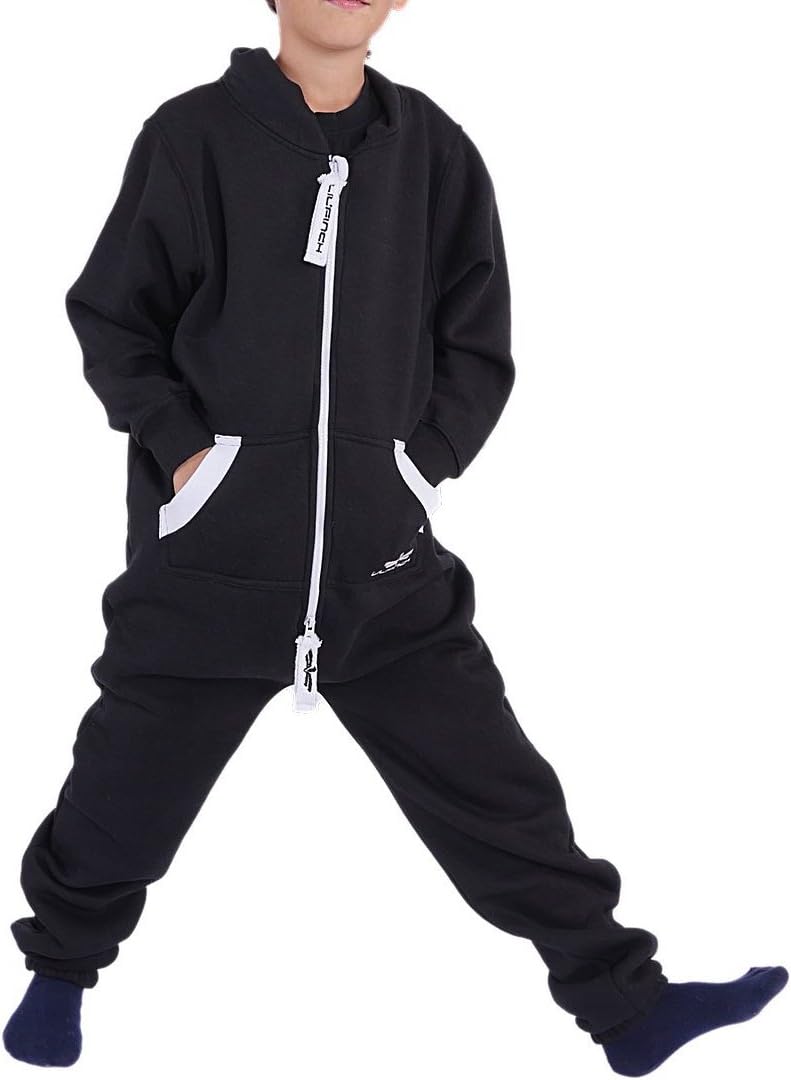 LIL'Finch LFV2 Kinder Jumpsuit Jungen Mädchen Overall Kids Jogger Onesie Anzug 98-104 Schwarz, 98-10