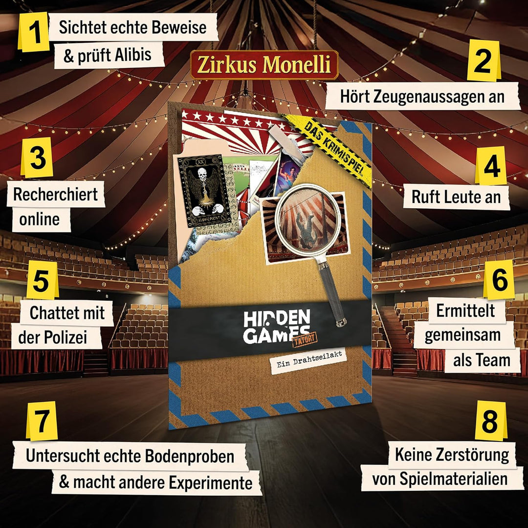 Hidden Games Tatort - EIN Drahtseilakt | Krimispiel | Ermittlerspiel für zu Hause | Detektivspiel |