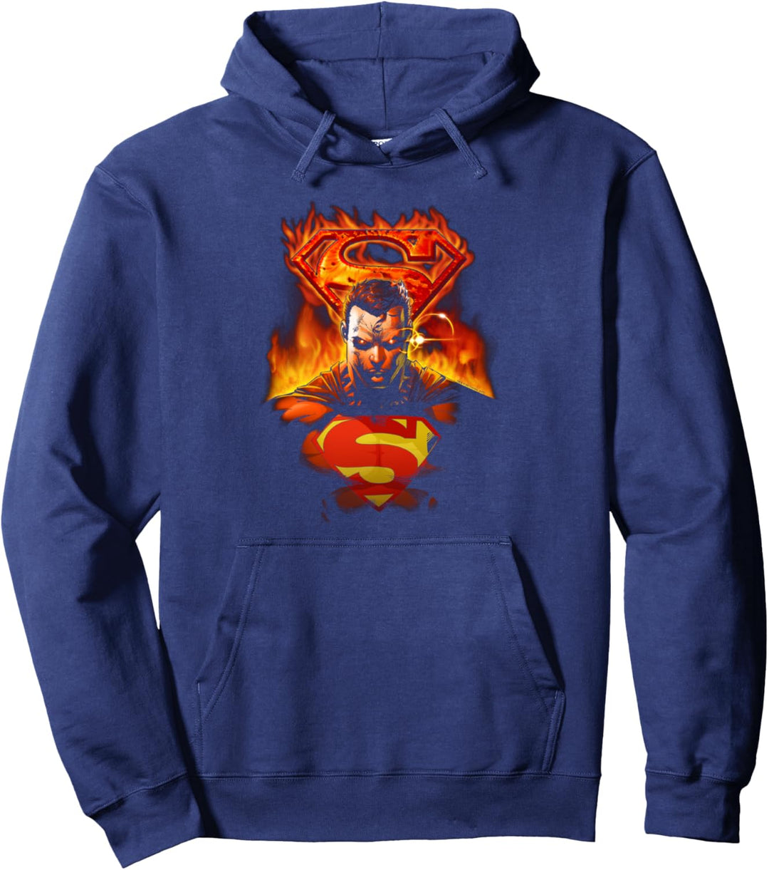 Superman Man On Fire Pullover Hoodie