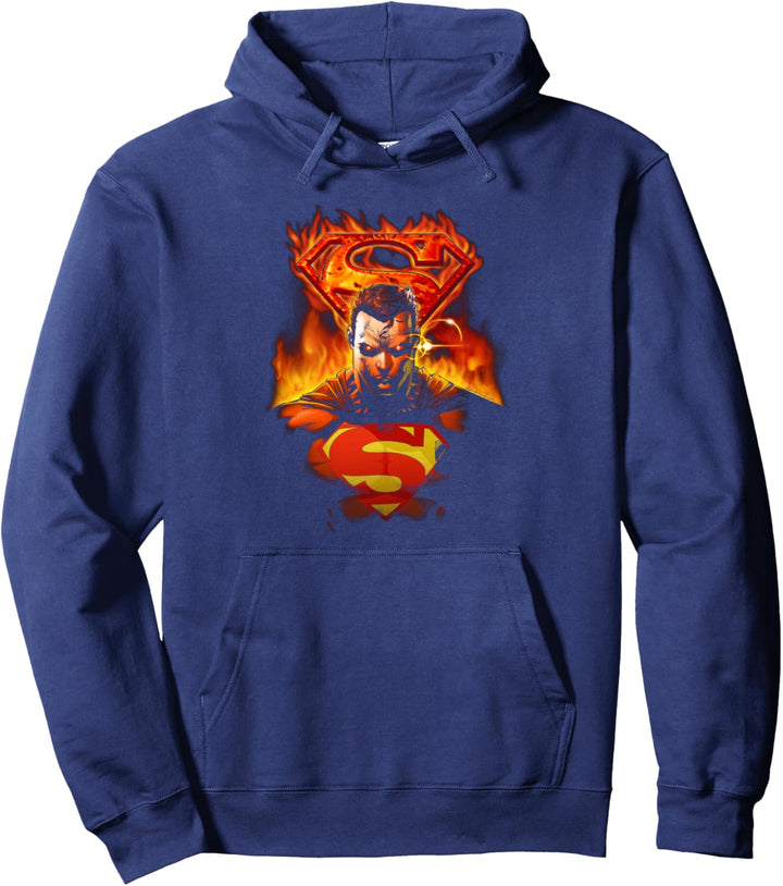 Superman Man On Fire Pullover Hoodie