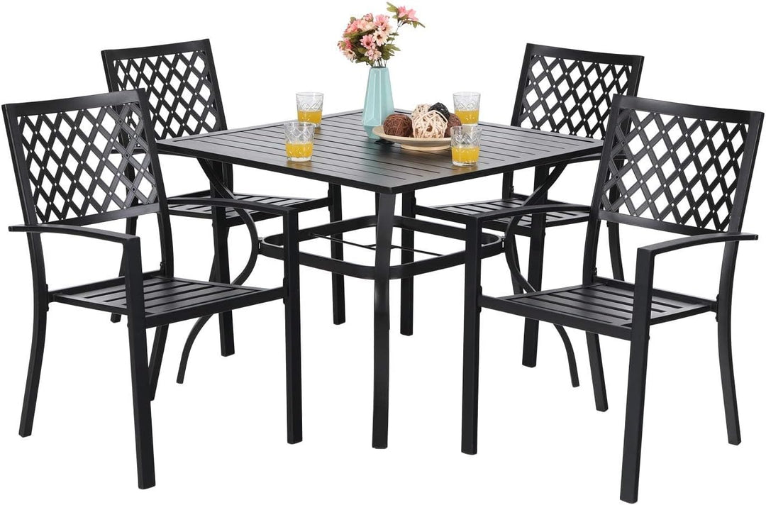 PHIVILLA Gartenmöbel Set 4 Stühle mit Tisch Wetterfest Terassenmöbel Gartentisch mit Stühlen Garten