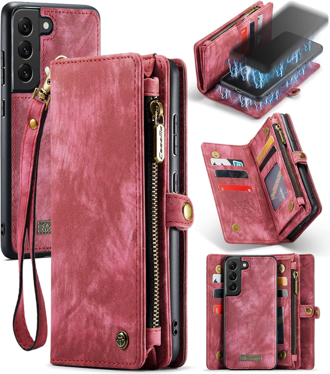 UFinetech Samsung S22 Plus Hülle, stossfeste Kartenfach Tasche Samsung Galaxy S22+ 5G Handyhülle, Fl