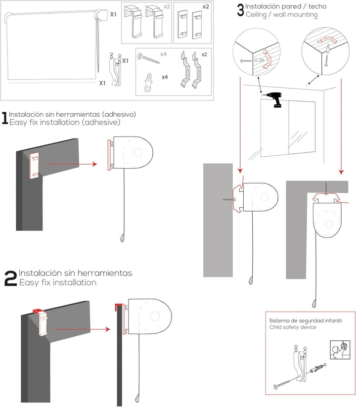 Blindecor Aure | Lichtdurchlässiges Rollos für Fenster und tür ohne bohren mit klämmträger - Beige,