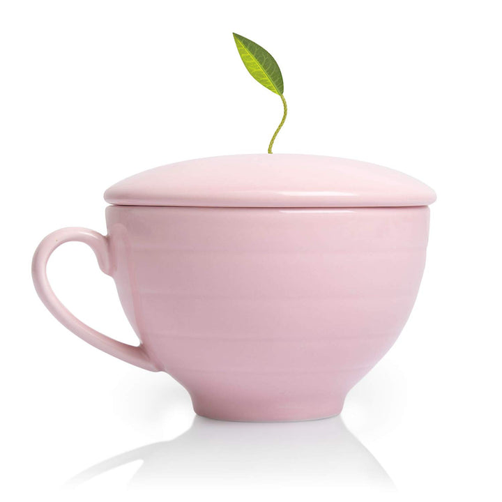 Tea Forte Geschenk-Set mit Kaffeetasse, Teetablett und 10 handgefertigten Pyramiden-Tee-Ei (Jardin)