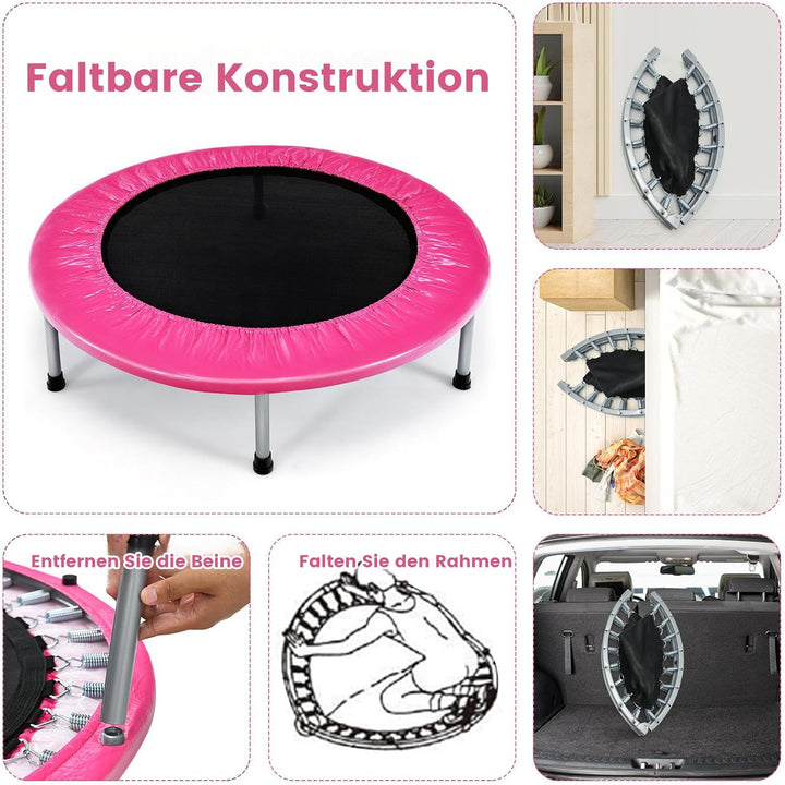 GYMAX Ø97 cm Mini Trampolin klappbar, Fitness Trampolin für Erwachsene & Kinder, Gartentrampolin bis