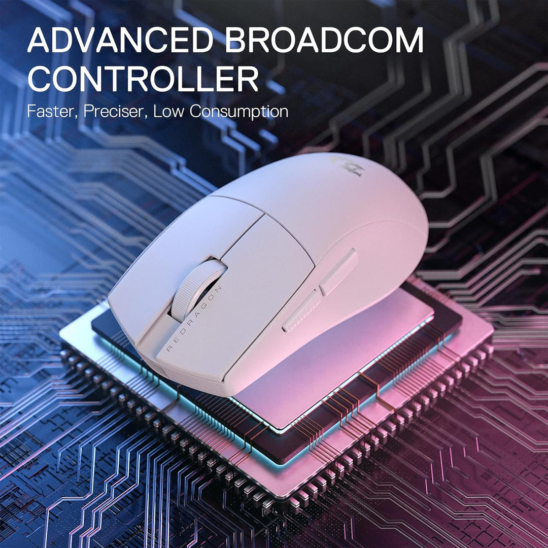 Redragon M916 PRO 3-Modus Wireless Gaming Maus, 49G Ultra-Leicht 26K DPI Maus mit Ergonomischem Natü