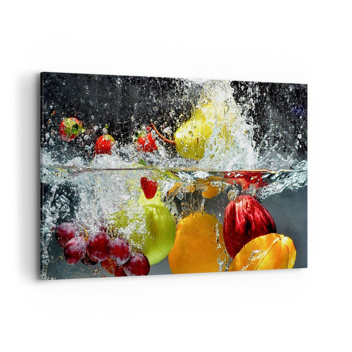 Bilder auf Leinwand 100x70cm Leinwandbild Früchte Wasser Spritzer Essen Gross Wanddeko Bild Schlafzi