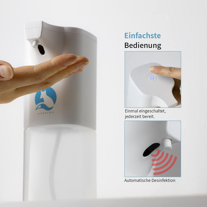 XTRAFOX® Premium Desinfektionsspender, automatisch inkl. Wandhalterung und dt. Anleitung - weiss/350