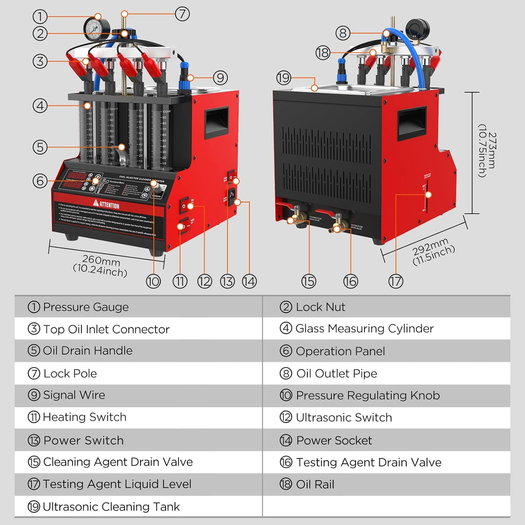Einspritzdüsen Tester, CT160 beheizter Einspritzdüsenreiniger-Tester,4-Zylinder-Einspritzdüsenreinig