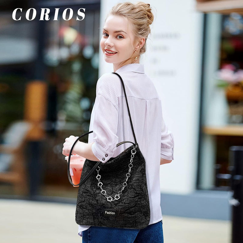 CORIOS Mode Damen Schultertasche Henkeltasche Eimer Taschen Tragetasche Polyester Tasche Ölgemälde H