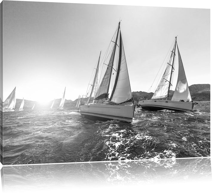Pixxprint Luxusyachten bei Segelregatta als Leinwandbild/Grösse: 100x70 cm/Wandbild/Kunstdruck/ferti