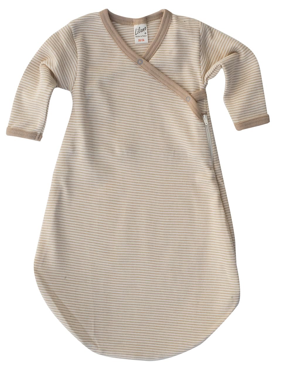 Lilano, Wickelsack Ringel, 70% Wolle (kbT), 30% Seide, 210 gr./m² 62-68 Sand / Natur, 62-68 Sand / N