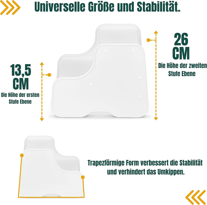 Tritthocker mit 2 Stufen | Holzhocker für Kinder | Kindertreppchen Schemel | Kindermöbel für Bad, Kü