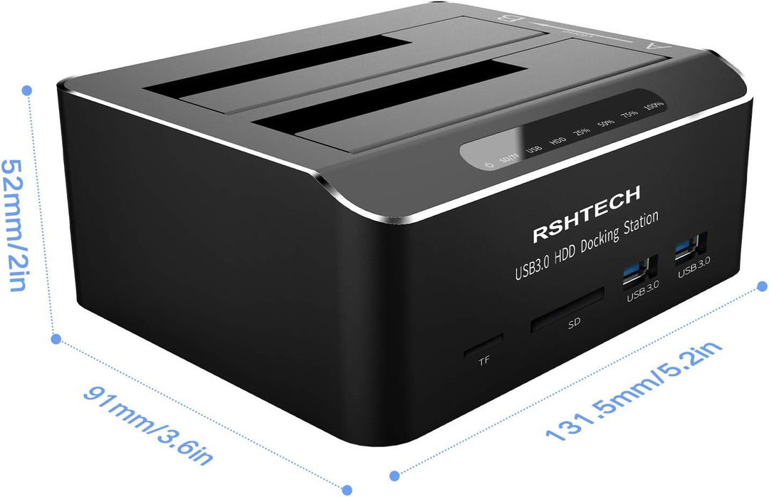 Dualschacht Festplatten Docking Station, RSHTECH USB 3.0 Aluminium Festplatten Dockingstation Offlin