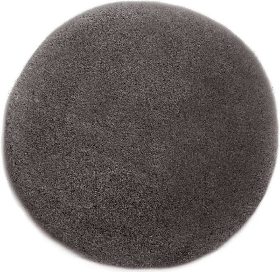 Teppich Wölkchen Fell Rund, Fellteppich Rund, Kunstfell Teppich Waschbar, Hasenfell, Kaninchenfell |