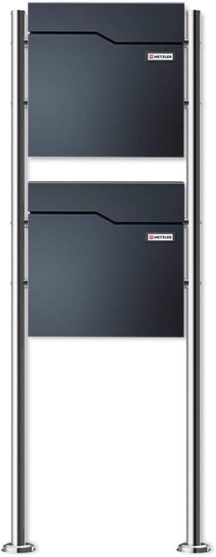 Metzler Standbriefkasten für 2 Parteien in Anthrazit RAL 7016 – Doppelbriefkasten freistehend 2er fü