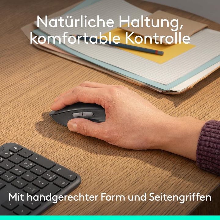 Logitech Signature Comfort M840 L Wireless Mouse ist eine Bluetooth-Maus mit geräuscharmen Klicks, S