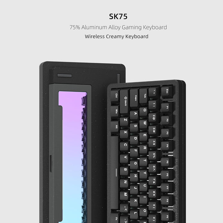 LQXQ SK75 75% Aluminium Wireless Mechanical Tastatur ANSI US, Pre-lubed POM Switches RGB Creamy Gami