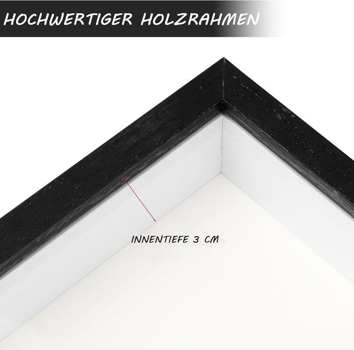 6 Stück 3D Bilderrahmen zum Befüllen, 20x20 cm Tiefer Holz Objektrahmen für Wand und Desktop, Schwar