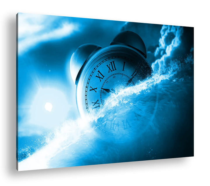 Der Fluss der Zeit Illustration Format 80x60 Effekt: Monocrome Blau als Leinwandbild, Motiv fertig g