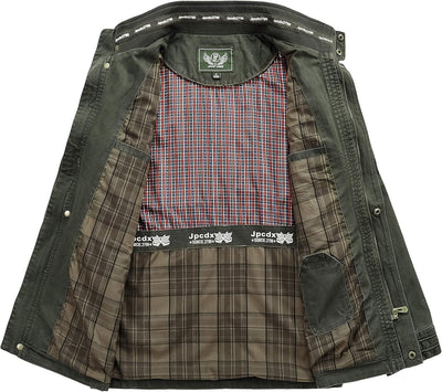 MERCIYD Herren Übergangsjacke Cargo Jacke Männer Stehkragen Baumwolle Jacke Multi Taschen Armeejacke