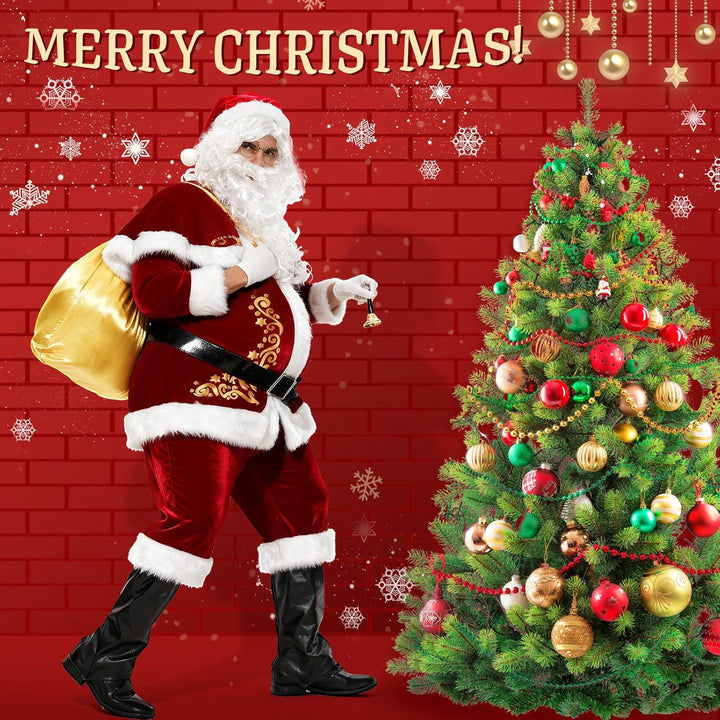 Ulikey Weihnachtsmann Kostüm Herren, Weihnachtsmann Outfit Erwachsene Nikolaus Kostüm Herren Set mit