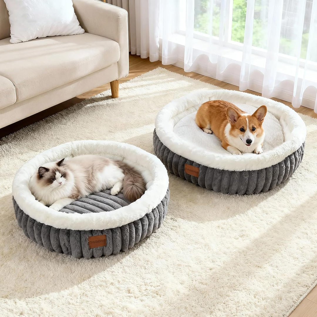 Katzenbett Katzen Bettchen Katzenkorb 60x60x18cm katzenschlafplatz mit Zweiseitig Innenkissen Abnehm