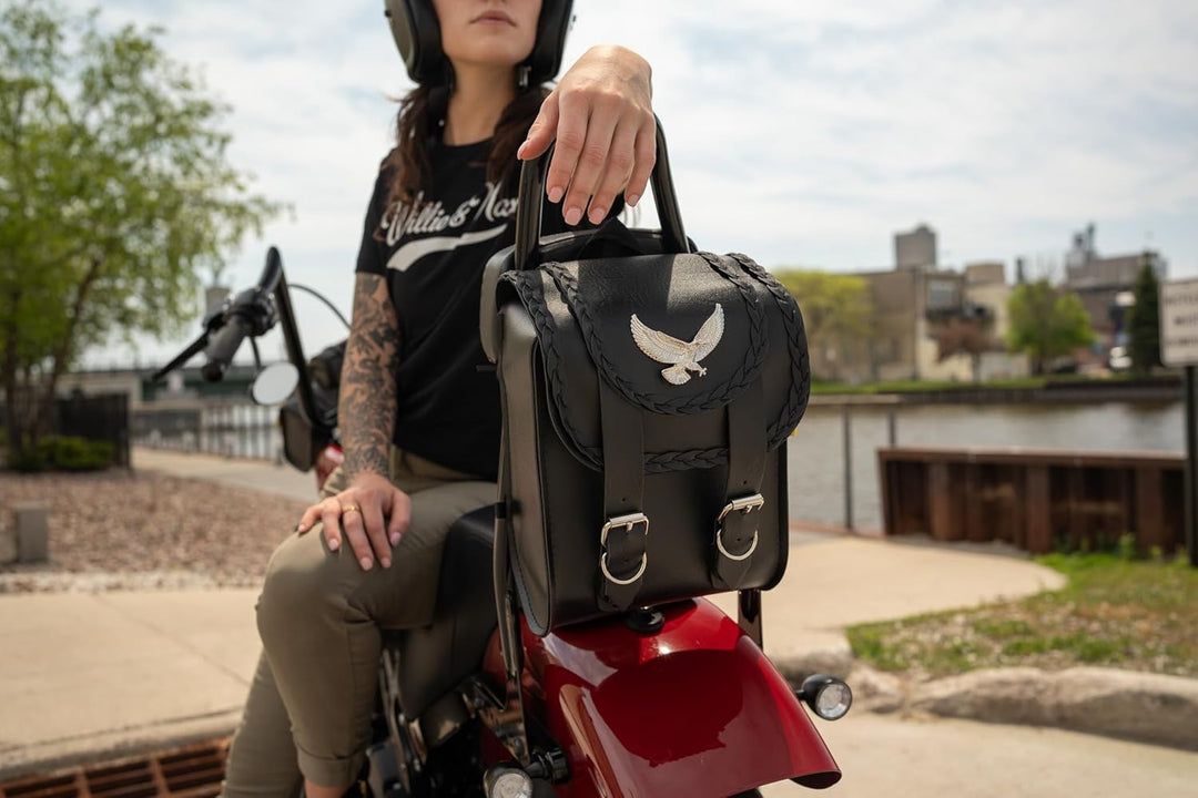 Dowco Willie & Max 58411-00 Magic Series Motorrad-Sissy-Bar-Tasche, Kunstleder, Schwarz, universelle