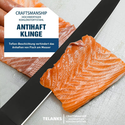 TELANKS Filetiermesser Fisch Scharfe 7" Edelstahlklinge, Profi Filetiermesser von Fisch und Fleisch