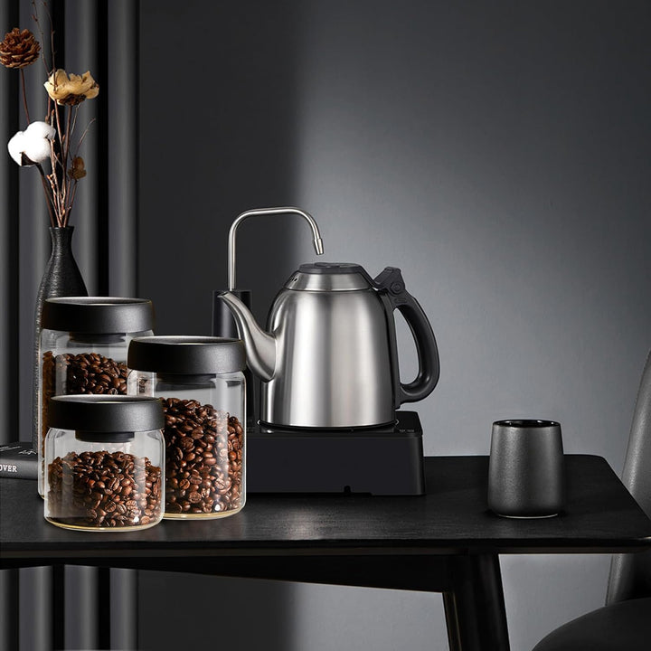 Lebensmittel Vorratsglas, 1200ml Luftdicht Glasbehälter, Glas Kaffeebohnenbehälter, mit ABS Deckel,