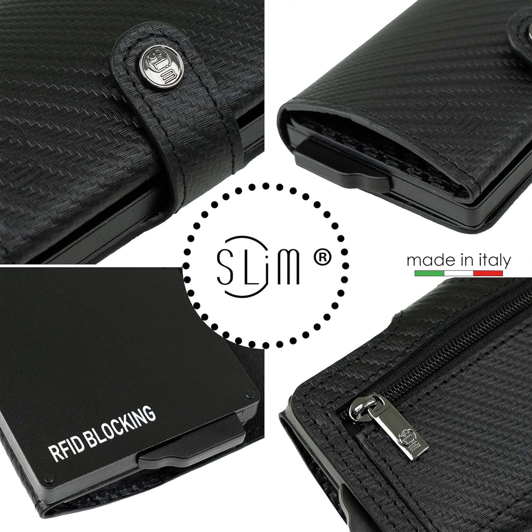 SLim Geldbörse für Herren & Damen Smart Wallet kartenetui mit Münzfach & RFID Schutz Portmonee Porte