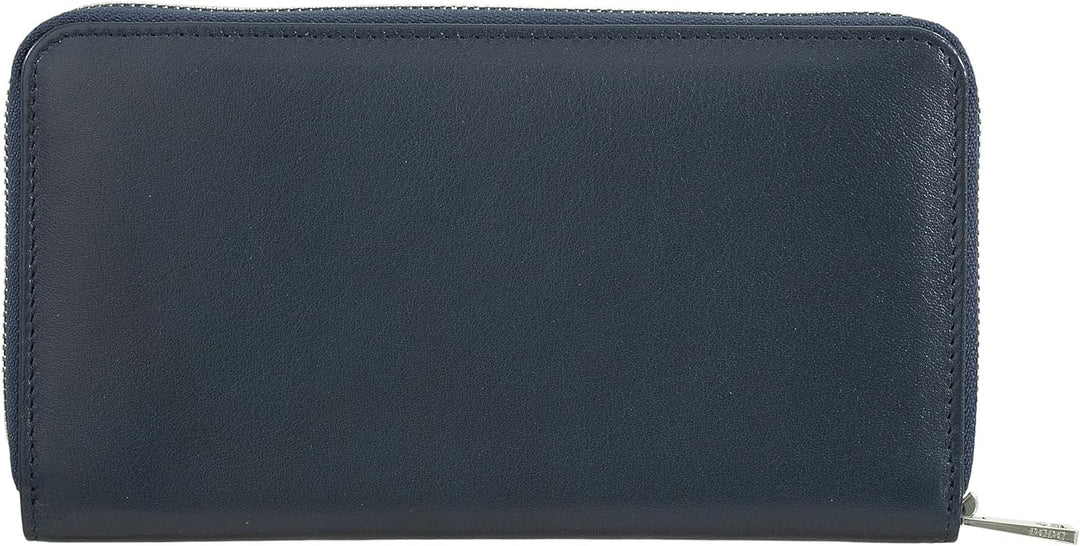 DUDU Grosse Bunte Damenbrieftasche RFID in echtem Leder mit Rundum - Reissverschluss Navy, Navy