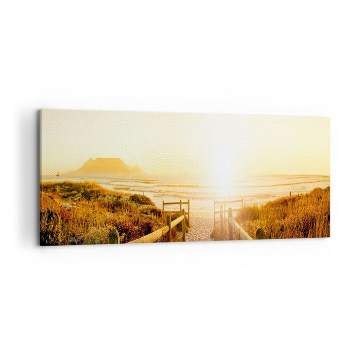 Wandbilder Dekoration Wohnzimmer Sonnenaufgang Welle Insel Meer Panorama Bilder auf Leinwand 120x50c