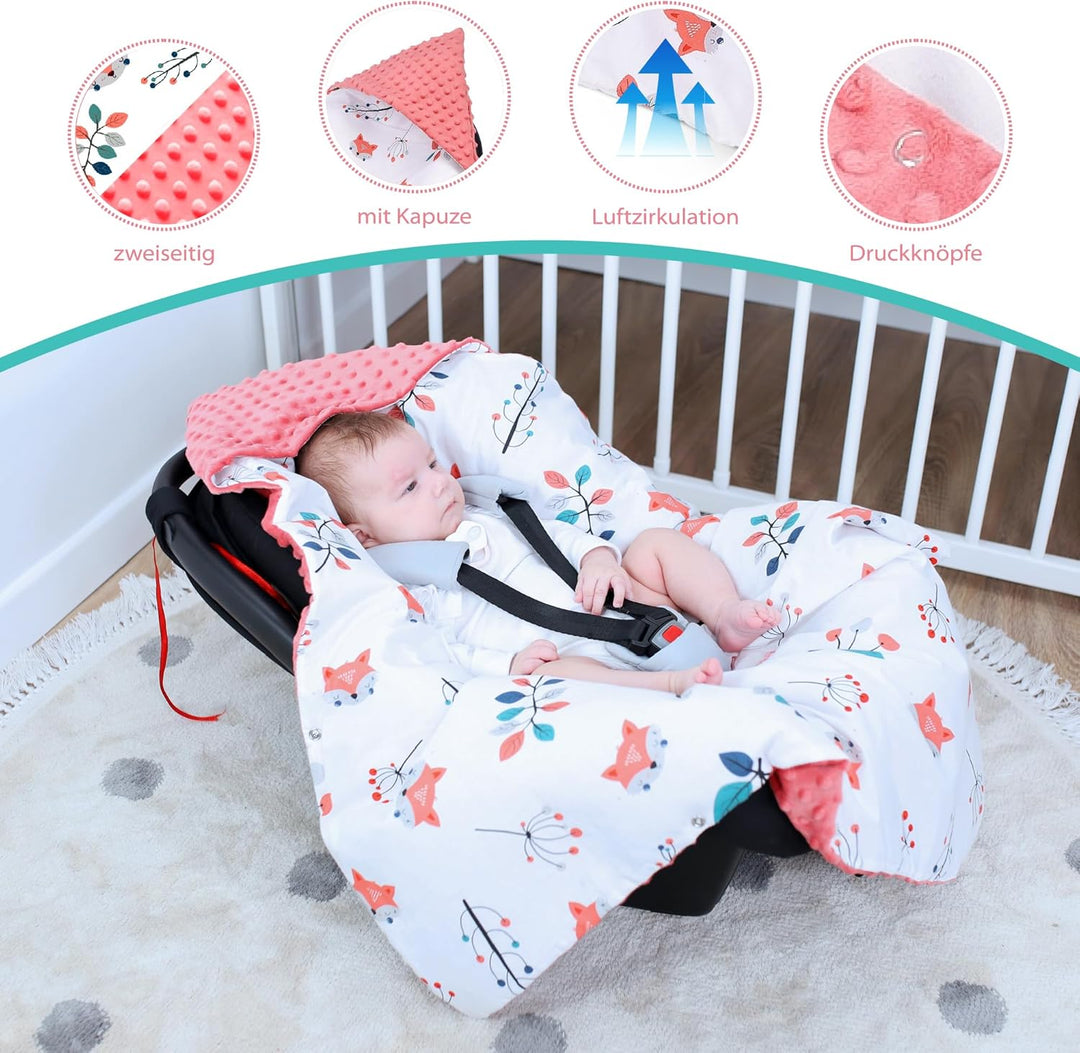 Einschlagdecke Babyschale Decke Kinderwagen 90 x 90 cm - universal Baby Babydecke für Buggy Autositz