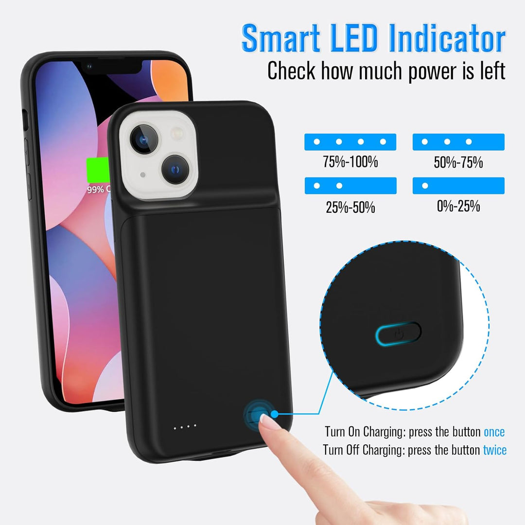 HUOBAO Akkuhülle für iPhone 13 Mini, 5000mAh Zusatzakku Ladehülle Akku hülle Handyhülle, Akku Batter