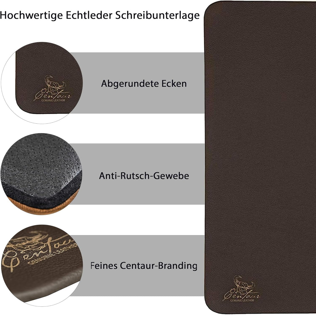 Centaur - Hochwertige Leder Schreibtischunterlage - Chocolate Braun 50x70 cm - ideal für Büro und Zu