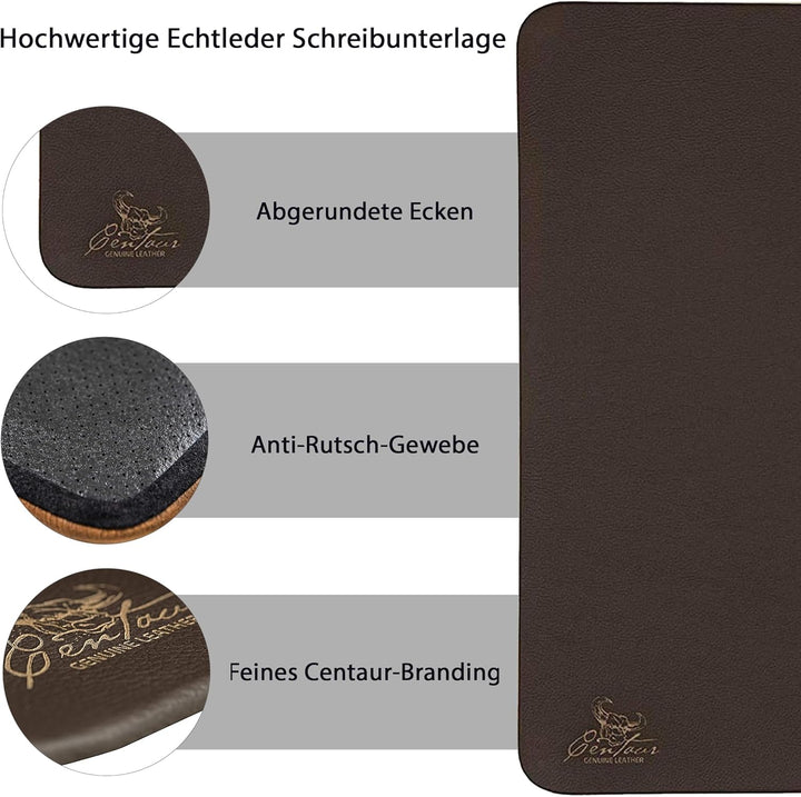 Centaur - Hochwertige Leder Schreibtischunterlage - Chocolate Braun 50x70 cm - ideal für Büro und Zu