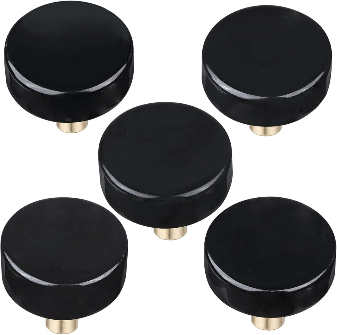 KYEYGWO 4 Stück Obsidian Runde Kristall Möbelknöpfe mit Schraube, Heilung Stein Schubladenknöpfe Mes