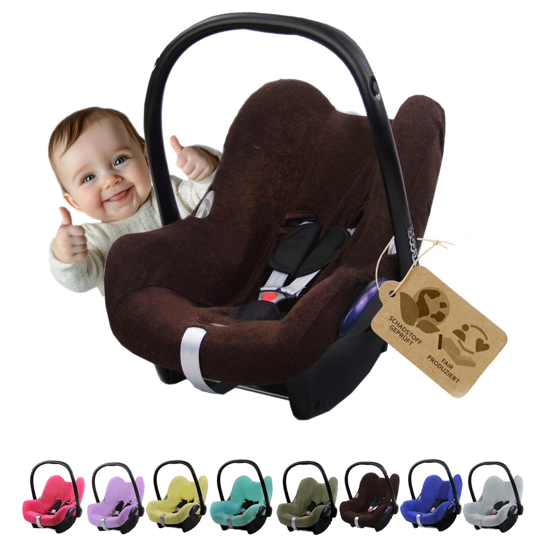 Frottee Sommerbezug [Schonbezug für Babyschale] Autositz kompatibel mit Maxi Cosi Cabrio Fix + GRATI