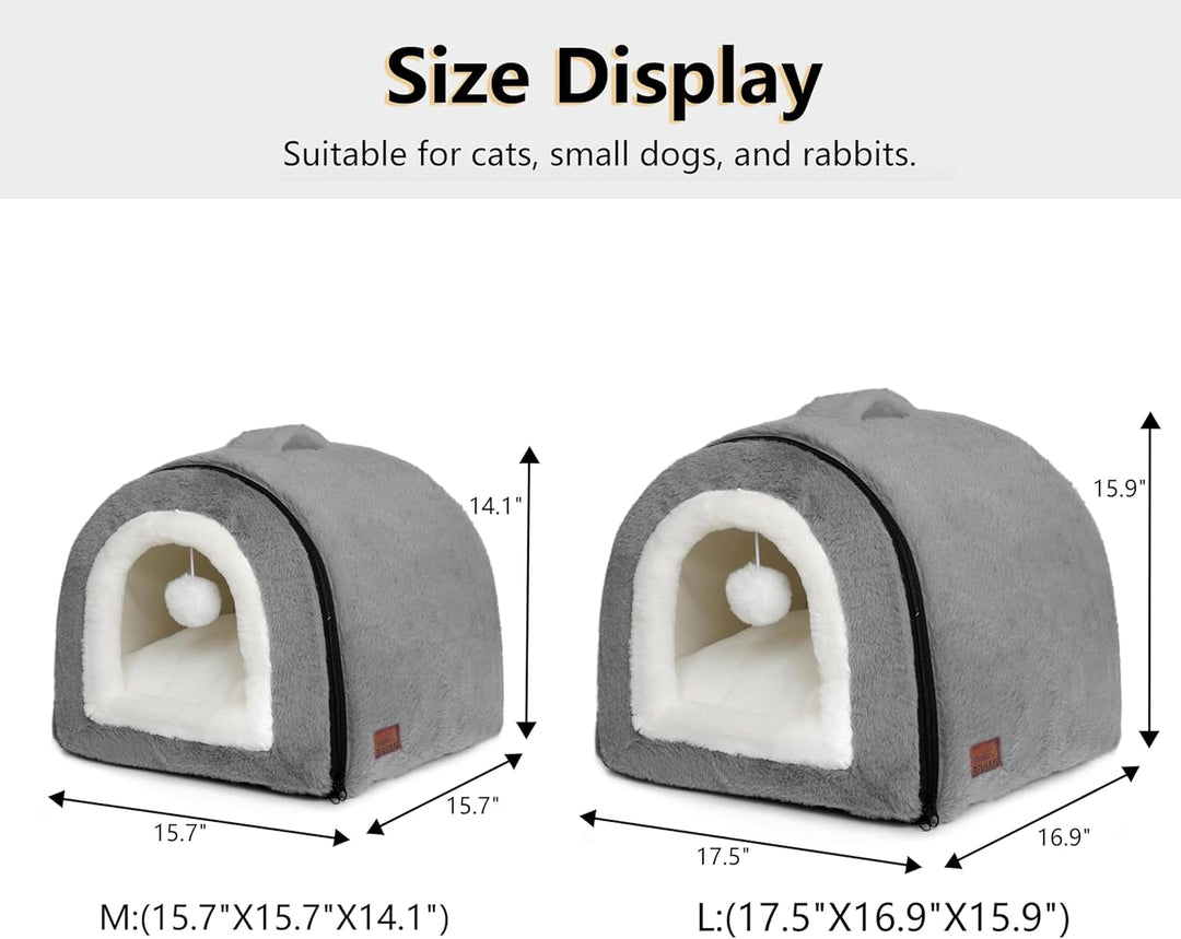Katzenbett für Hauskatzen, faltbare Katzenhöhle, rutschfeste und wasserabweisende Unterseite, Katzen