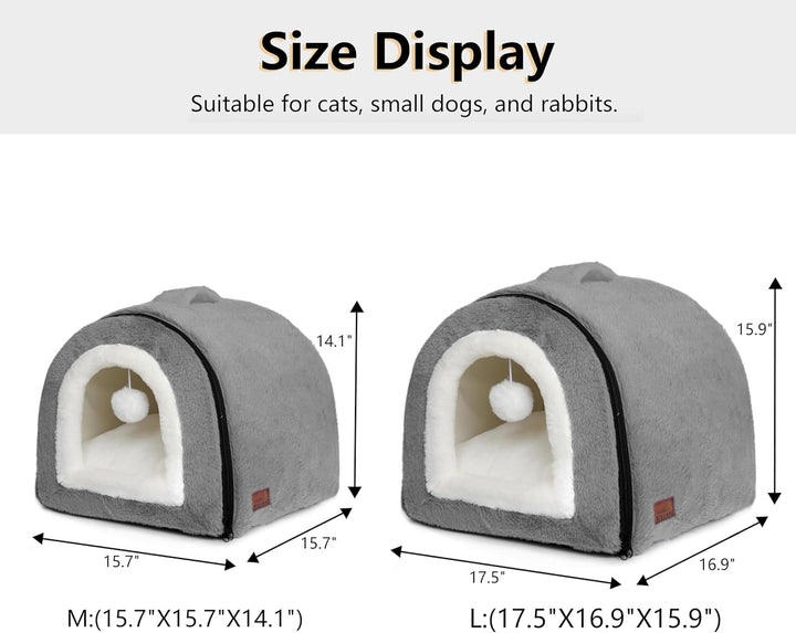 Katzenbett für Hauskatzen, faltbare Katzenhöhle, rutschfeste und wasserabweisende Unterseite, Katzen