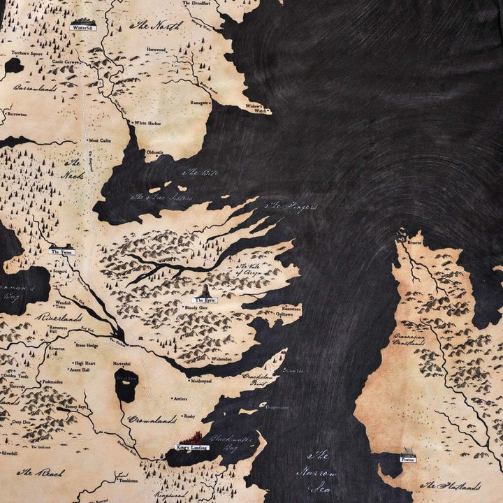 Elbenwald Game of Thrones T-Shirt Westeros und Essos Karte Rundum-Print für Herren schwarz - S