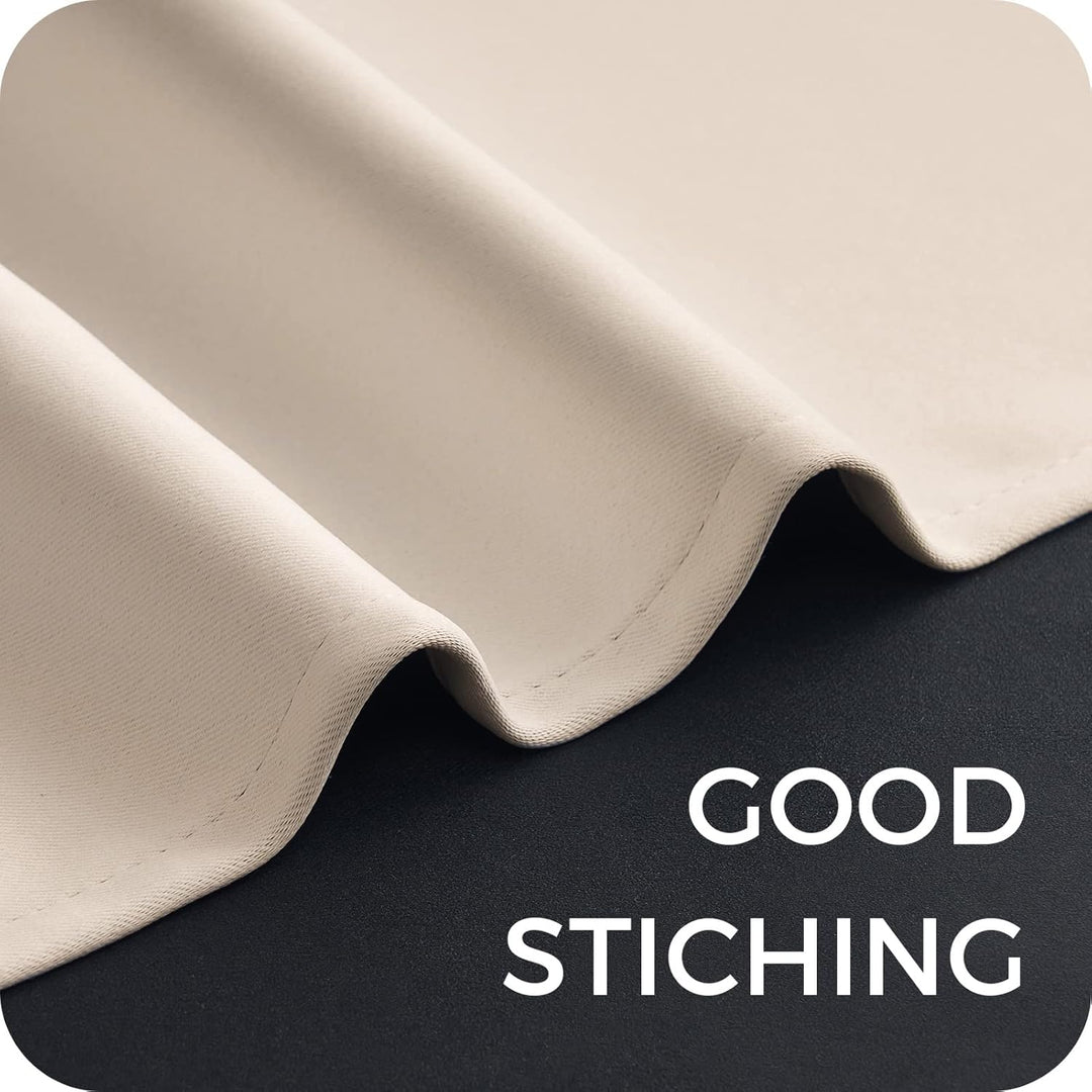 MRTREES Vorhänge Beige Blickdicht Gardinen Wohnzimmer Kurz Vorhang mit Ösen 2er Set, 160 cm Lang, 14